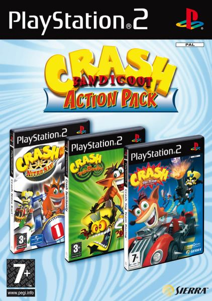 PS2 Crash Bandicoot Action Pack: Nitro Kart + TwinSanith + Tag