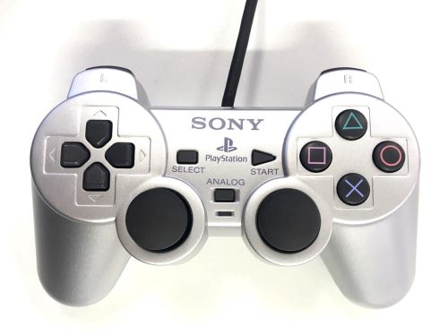 [PS2] Drátový Ovladač Sony Dualshock - stříbrný (estetická vada)