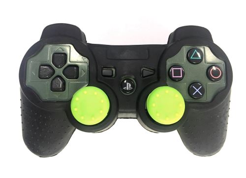 [PS3] Bezdrátový Ovladač Sony Dualshock - zelený (estetická vada) + pouzdro a čepičky