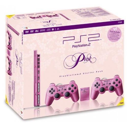 PlayStation 2 Slim Růžový + 2x Dualshock + Originální balení
