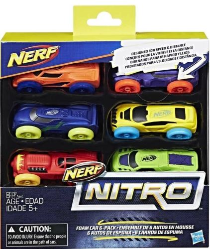 NERF - Nitro Foam Car 6 Pack - Hrací Autíčka (nová)