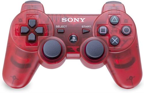 [PS3] Bezdrátový Ovladač Sony Dualshock - červený průhledný