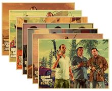 Plakát GTA 5 Grand Theft Auto V - Michael, Franklin a Trevor, retro styl (nový)