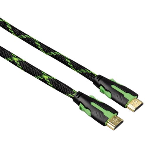 HDMI kabel Hama 2m pozlacený, odolný + ethernet (černozelený)