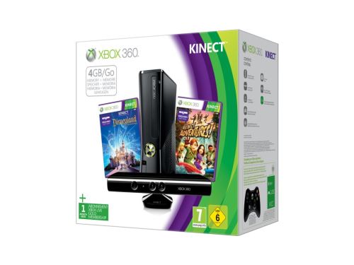 Xbox 360 Slim + KINECT, dvě hry, Xbox Live Gold (nové)