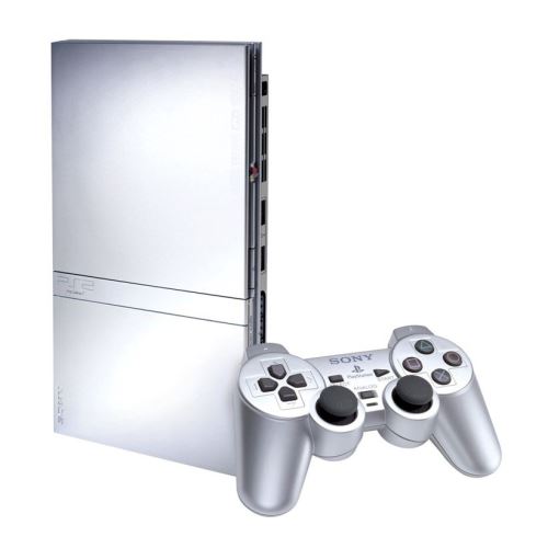 PlayStation 2 Slim - stříbrný karbon (estetická vada)