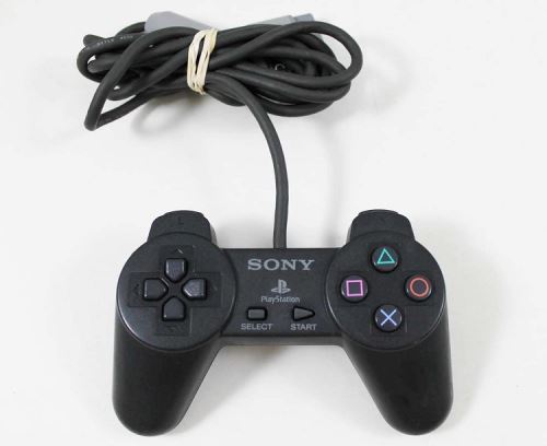 [PS1] Drátový Ovladač Sony Bez Páček - černý