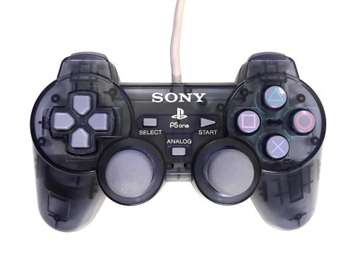 [PS1] Drátový Ovladač Sony Dualshock - šedý průhledný (estetická vada)
