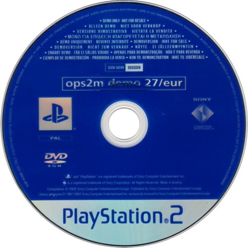 PS2 Demo Disc OPS2M Demo 27/eur SCED-50749 (bez obalu)