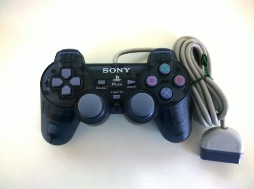 [PS1] Drátový Ovladač Sony Dualshock - černý průhledný