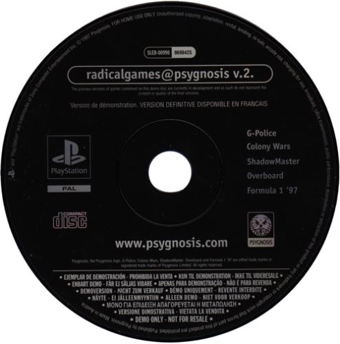 PSX PS1 Demo Radicalgames@Psygnosis v.2. (SLED-00990) (bez obalu) (FR)