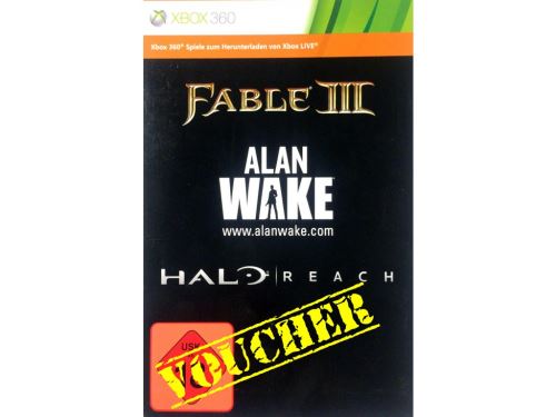 Voucher Xbox 360 Alan Wake + Halo Reach + Fable 3
