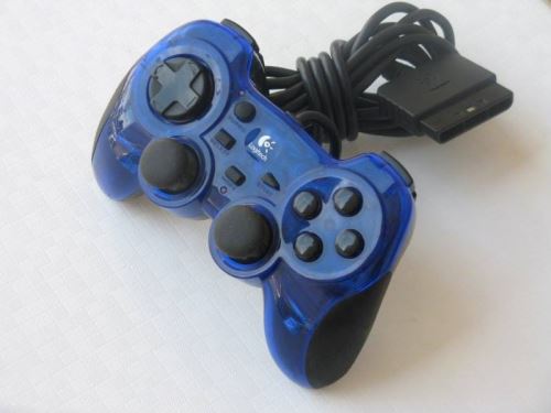 [PS2] Drátový Ovladač Logitech G-X2F16 - modrý průhledný