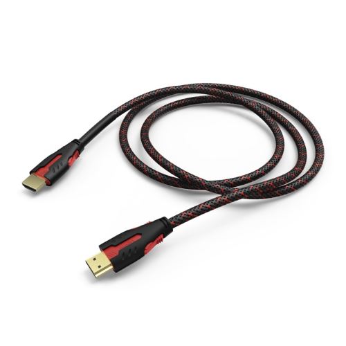 HDMI kabel Hama 2m pozlacený, odolný + ethernet (černočervený)