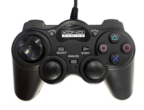[PS2] Drátový Ovladač Konig Gaming - černý (estetická vada)