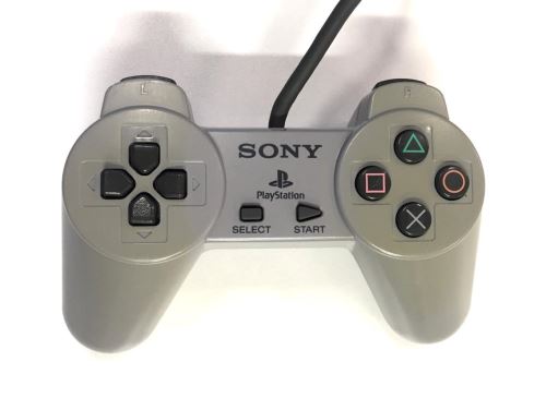 [PS1] Drátový Ovladač Sony Bez Páček - šedý (nažloutlý) (různé estetické vady)