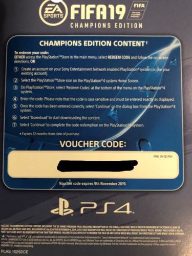 Voucher PS4 FIFA 19 Champions Edition Bonus Pack